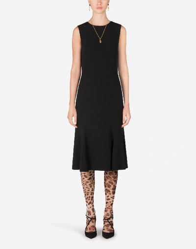Dolce & Gabbana A-line Cady Godet Dress In Black