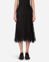 Dolce & Gabbana Fluted Lace Midi Skirt In Black