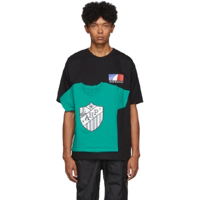 Afterhomework Black And Green T2 Double T-shirt In Black Green