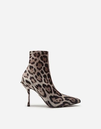 Dolce & Gabbana Leopard-print Jersey Ankle Boots In Leo Print