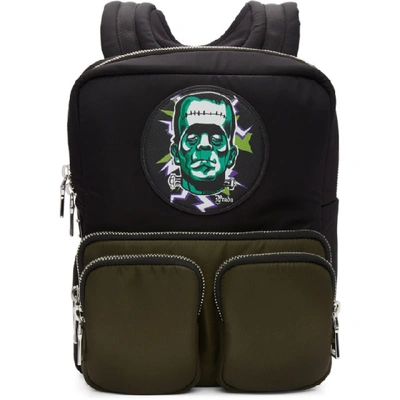 Prada Black Universal Studios Edition Frankenstein Logo Backpack