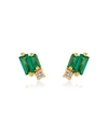 Suzanne Kalan 18k Yellow Gold Emerald & Diamond Stud Earrings In Gold