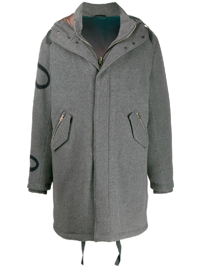 Paul Smith Logo Sleeve Padded Coat In Grey