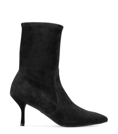 Stuart Weitzman The Yvonne 75 Boot In Black Stretch Suede