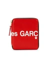 Comme Des Garçons Play Huge Logo Leather Zip Wallet In Red