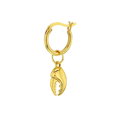 True Rocks 18 Carat Gold Plated Crab Claw Earring On Gold Hoop