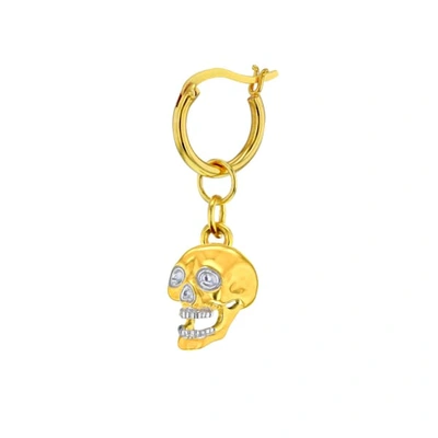 True Rocks 18 Carat Gold Plated 2tone Skull Earring On Gold Hoop