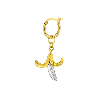 True Rocks 18 Carat Gold Plated 2tone Banana Earring On Gold Hoop