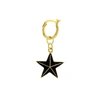 TRUE ROCKS Black Enamel & 18 Carat Gold Plated Star Earring On Gold Hoop