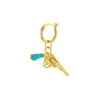 TRUE ROCKS Turquoise Enamel & 18 Carat Gold Pistol Earring On Gold Hoop.