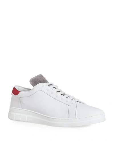 Dunhill Men's Radial Low-top Leather Platform Sneakers In White