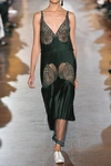 STELLA MCCARTNEY STELLA MCCARTNEY WOMAN DONDINI LACE-PANELED PLEATED SATIN DRESS FOREST GREEN,3074457345616768694