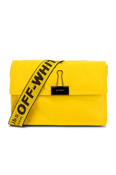 Off-white Nylon Zipped Flap Bag In Yellow