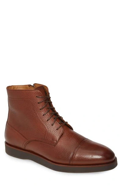 Hugo Boss Oracle Cap Toe Boot In Medium Brown
