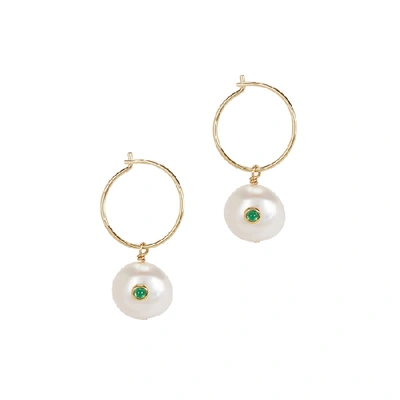 Anni Lu Pearl 18kt Gold-plated Hoop Earrings In Green