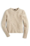 Jcrew Puff Sleeve Fuzzy Crewneck Sweater In Heather Khaki