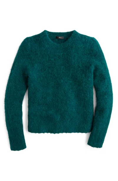 Jcrew Puff Sleeve Fuzzy Crewneck Sweater In Old Forest