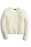 Jcrew Puff Sleeve Fuzzy Crewneck Sweater In Ivory