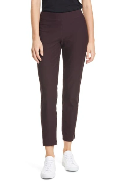 Eileen Fisher Petite Washable Stretch-crepe Slim Ankle Pants In Cassis