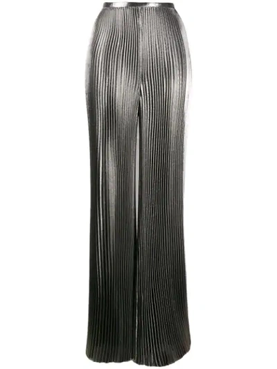 Alberta Ferretti Wide-fit Pleated Trousers In Silver