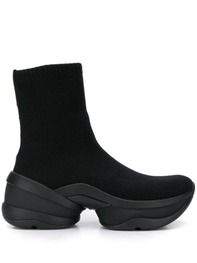 Michael Michael Kors Olympia Stretch Knit Sock Sneakers In Black