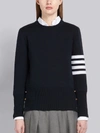 Thom Browne Classic Cashmere Pullover With 4-bar Stripes In Blue