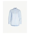 SANDRO STRIPED PLEATED-BACK COTTON-BLEND AND CREPE SHIRT