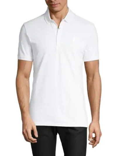 Versace Solid Cotton Polo In White On White