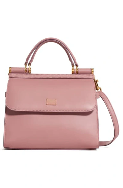 Dolce & Gabbana Sicily 58 Leather Satchel With Crossbody Strap In Rosa Polvere