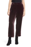 Eileen Fisher Wide Leg Velvet Ankle Pants In Cassis