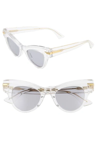 Bottega Veneta 47mm Cat Eye Sunglasses - Crystal/ Grey