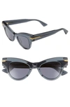 Bottega Veneta Acetate Cat-eye Sunglasses In Grey/ Grey