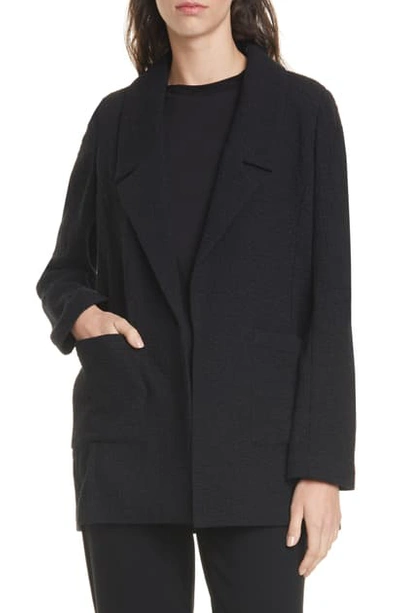 Eileen Fisher Notched Collar Textured Jacket In Black