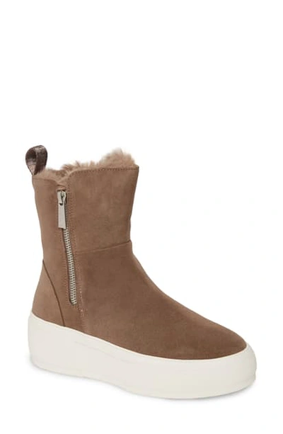 Jslides Carole Platform High Top Sneaker In Taupe Suede