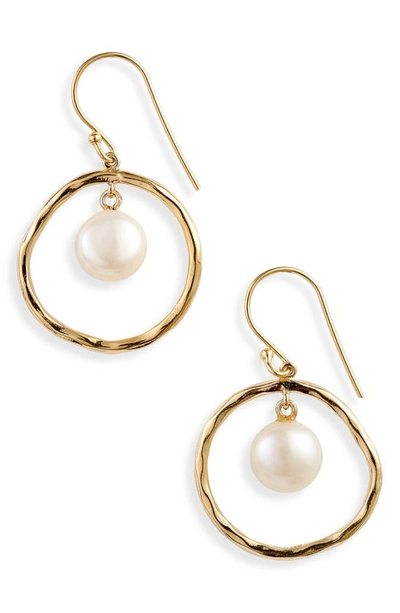 Argento Vivo Cultured Freshwater Pearl Circle Drop Earrings In 18k Gold-plated Sterling Silver