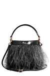 ERIC JAVITS SHINDIG OSTRICH FEATHER TOP HANDLE BAG,23186