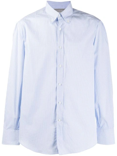 Brunello Cucinelli 格纹排扣衬衫 In Blue