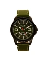 WRANGLER MEN'S WATCH, 48MM BLACK RIDGED CASE WITH GREEN ZONED DIAL, OUTER ZONE IS MILLED WITH WHITE INDEX MAR