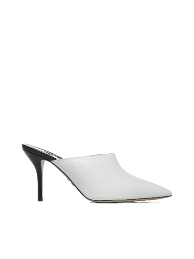 Paul Andrew Pointed Mules In Bianco Nero