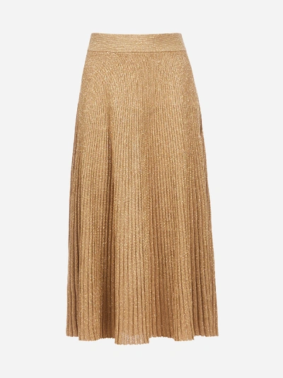 Marni Lame' Wool Blend Mid Ribbed Knit Skirt