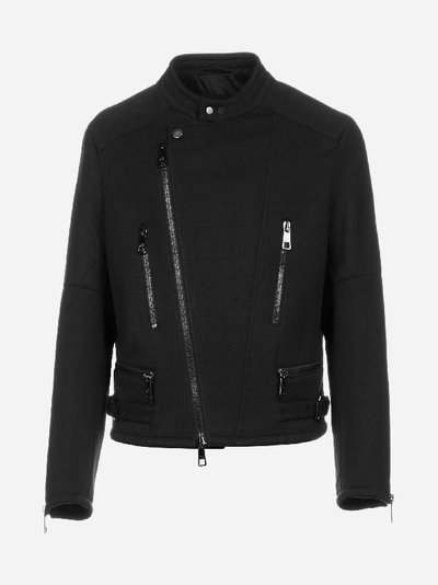 Neil Barrett Wool-blend Jersey Biker-style Jacket