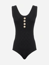 BALMAIN VISCOSE STRETCH KNIT BODYSUIT WITH BUTTONS