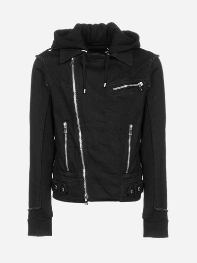 Balmain Perfecto Denim Hoodie Jacket