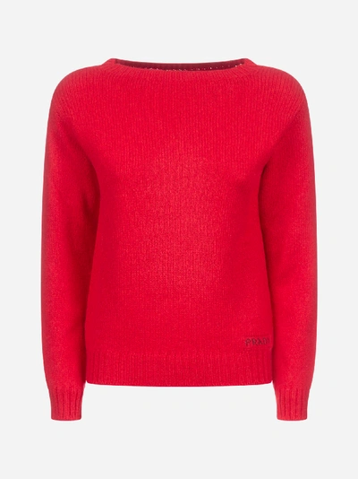 Prada Virgin Wool And Cashmere Sweater Intarsia Logo