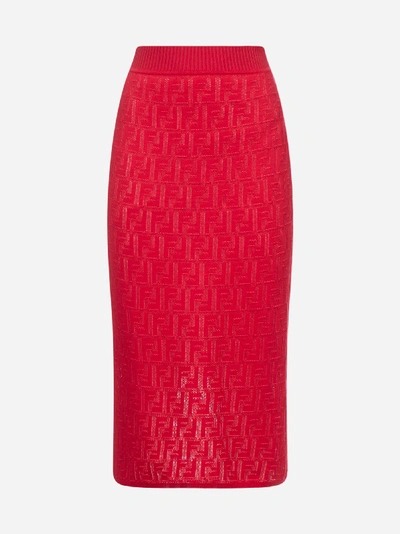 Fendi Ff-motif Jacquard Knit Pencil Skirt