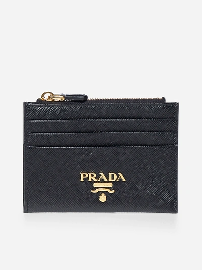 Prada Saffiano Leather Credit Card Holder - 黑色