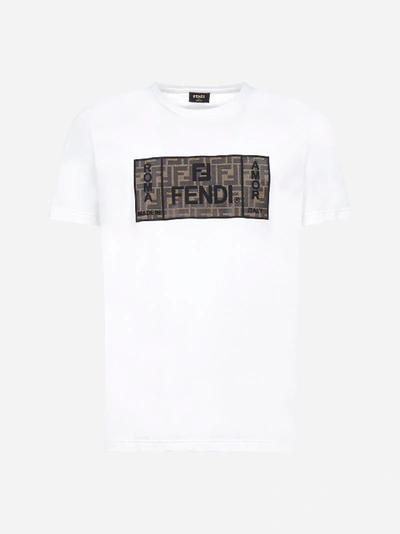 Fendi T-shirt In Cotone Con Stampa Roma Amor