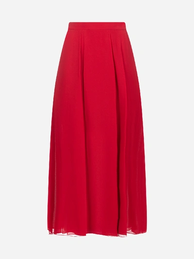 Max Mara Margie Midi Silk Georgette Skirt In Red
