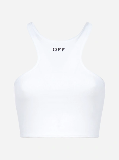 Off-white Top Corto In Cotone Stretch Con Logo