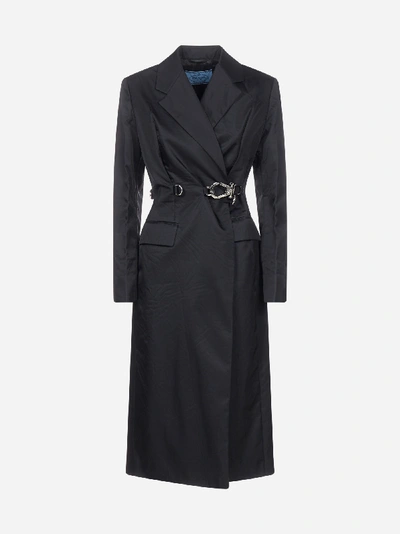 Prada Trench In Gabardine Di Nylon In Nero